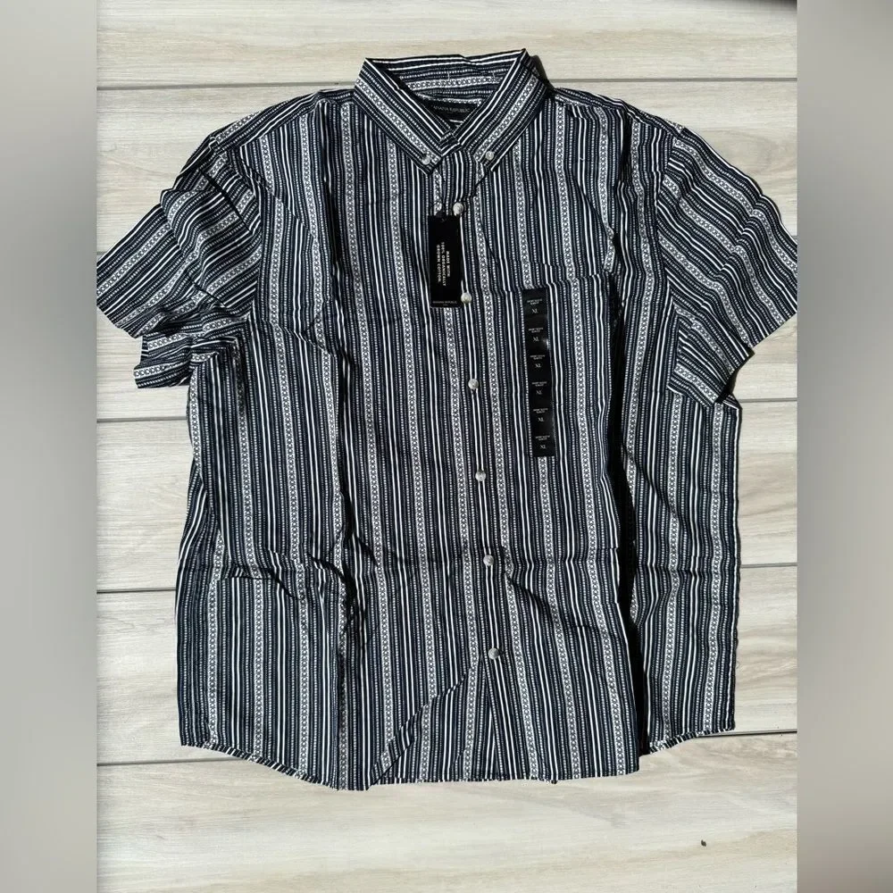 Banana Republic Slim Soft Wash Shirt Black/White XL NWT